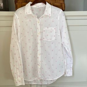 Gap white and pink dot Oxford cotton shirt size medium
